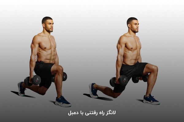 لانگز راه رفتنی با دمبل در برنامه بدنسازی 6 روز در هفته حرفهای
