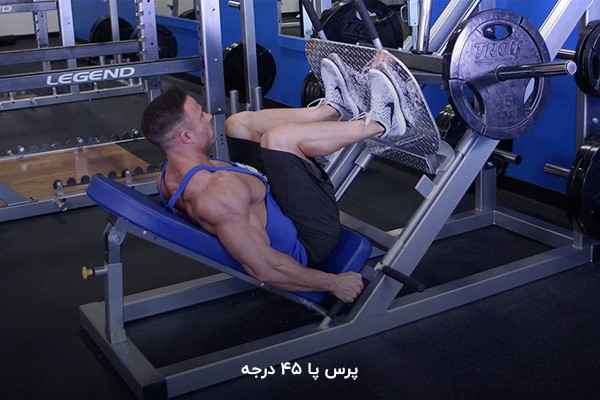 پرس پا 45 درجه در برنامه بدنسازی 6 روز در هفته در خانه