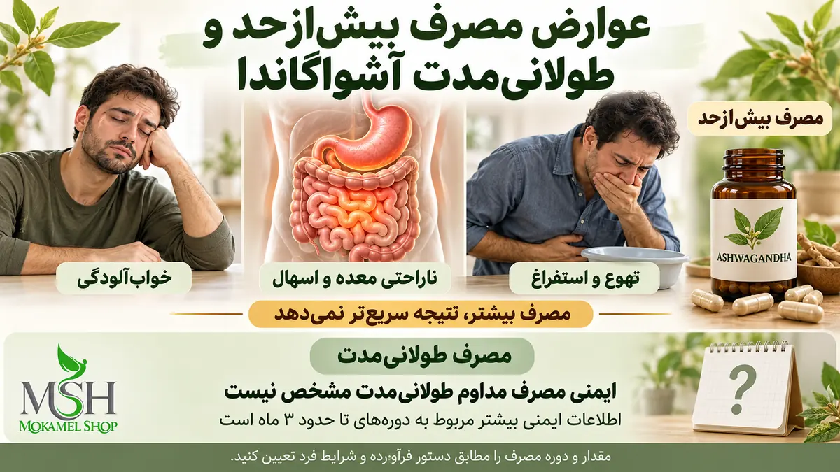 عوارض مصرف بیشازحد آشواگاندا و نکات ایمنی مصرف طولانیمدت آن