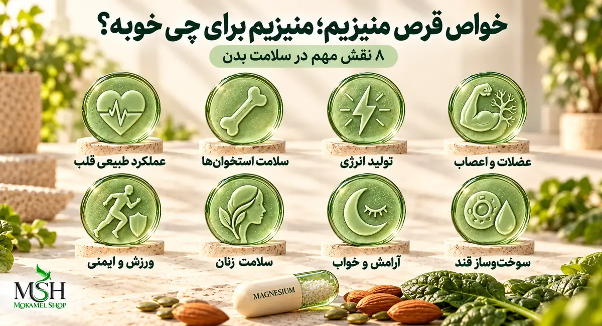 هشت نقش منیزیم در عملکرد عضلات و اعصاب، تولید انرژی، سلامت استخوانها، قلب، سوختوساز، خواب، سلامت زنان و ورزش