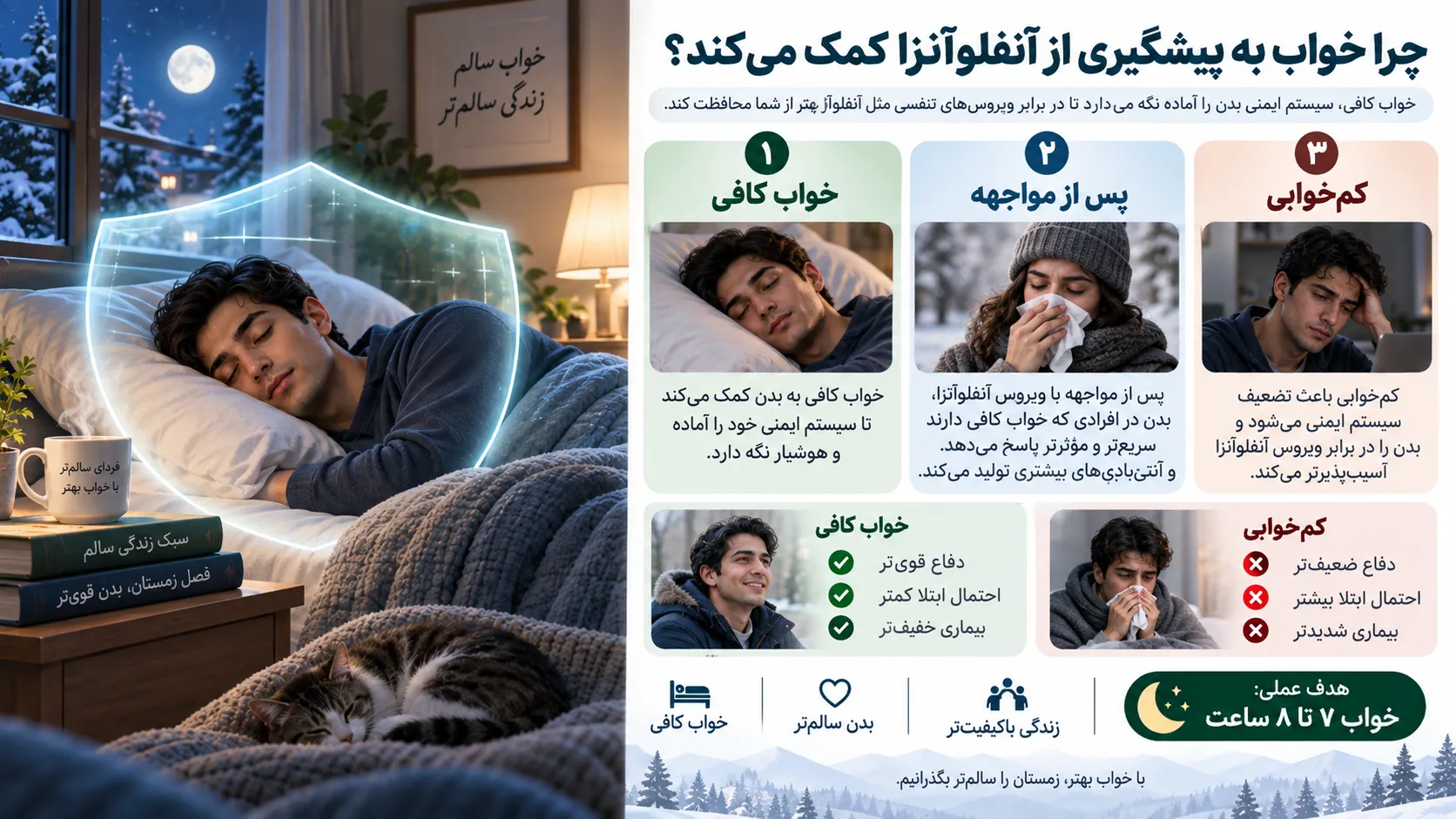 نمودار ارتباط ساعت خواب شبانه با احتمال ابتلا به عفونت تنفسی