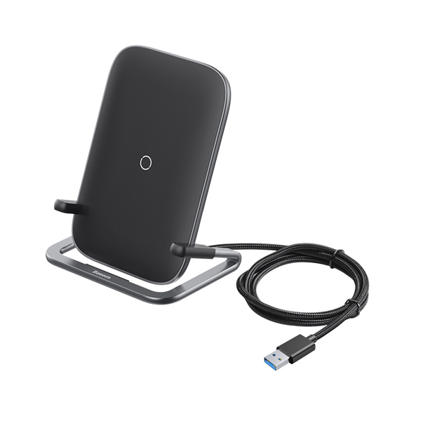 پایه و شارژر وایرلس باسئوس  Baseus Rib Horizontal and Vertical Holder Wireless Charging 15W Black