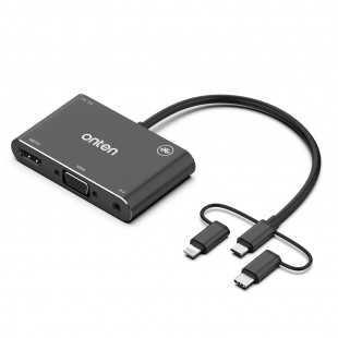 مبدل microUSB/ لایتنینگ/ USB-C به HDMI/VGA/AV اونتن مدل OTN-7858b