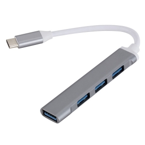 هاب 4 پورت قلمی Type-C به USB3.0 (کالای نو با بسته‌بندی آسیب‌دیده)