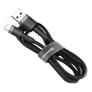 کابل USB به لایتنینگ باسئوس Baseus cafule Cable USB For lightning 2.4A 0.5M Gray+Black