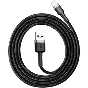 کابل USB به لایتنینگ باسئوس   Baseus cafule Cable USB For lightning 2.4A 1M Gray+Black