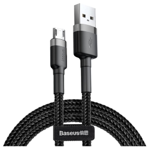کابل USB به  MICRO  باسئوس Baseus cafule Cable USB For Micro 2.4A 1M Gray+Black