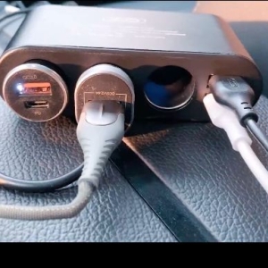 شارژر ماشین ایکس او الحاقی فندک دوگانه + 2 USB  مدل   6A extension Car Charger (dual USB +dual cigarette lighter ) CC40