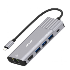 تبدیل lightning به HDMI، RJ45، USB2.*3 با ایستگاه داک شارژر PD اونتن مدل OTN-79591 NEW