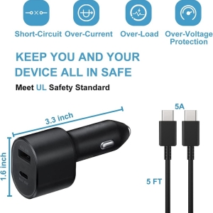 شارژر فندکی اصلی سوپر فست شارژ سامسونگ Samsung EP-l5300 Dual توان 45