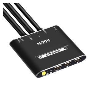 کی وی ام سوئیچ 2 پورت HDMI همراه کابل لایمستون مدل LimeStone LS-HKC0201