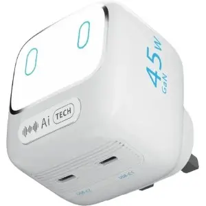 آداپتور شارژ 45 وات هوشمند پاورولوژِی Powerology Lumix GaN AI Power Charger PWCUQC052WH