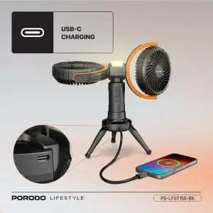 پنکه شارژی رو میزی به همراه پاور بانک پرودو Porodo Dual-Head Oscillating Fan PD-LFST150