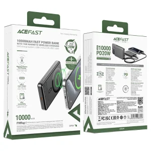 پاوربانک فوق نازک وایرلس 10000 مگ سیف ایس فست ACEFAST M12 توان 20 وات
