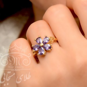 انگشتر طلای فلاور آماتیس (وزن نگین ها کسر شده است)