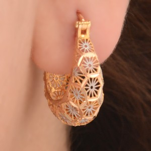 گوشواره طلا 18 عیار زنانه مدل کشکولی فیوژن کد 1