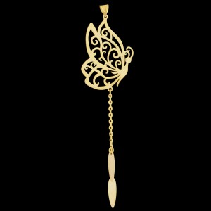 آویز گردنبند طلا 18 عیار زنانه طلای مستجابی مدل پروانه