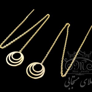 گوشواره طلا 18 عیار زنانه طلای مستجابی مدل بخیه ای دایره کد 58