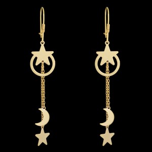 گوشواره طلا 18 عیار زنانه طلای مستجابی مدل ماه و ستاره کد 1670902