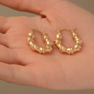 گوشواره طلا 18 عیار زنانه طلای مستجابی مدل آینه ای کد03