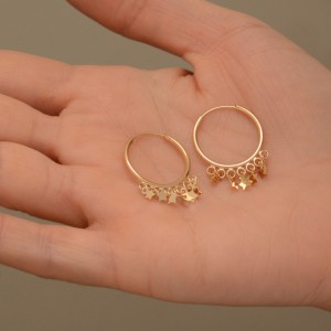 گوشواره طلا 18 عیار زنانه طلای مستجابی مدل روکو ستاره کد 004