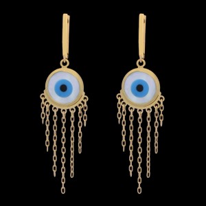 گوشواره طلا 18 عیار زنانه طلای مستجابی مدل چشم کد 03