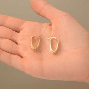 گوشواره طلا 18 عیار زنانه طلای مستجابی مدل حلقه ای کد 12