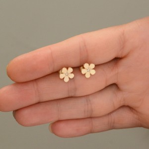 گوشواره طلا 18 عیار زنانه طلای مستجابی مدل گل کد 801