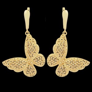 گوشواره طلا 18 عیار زنانه طلای مستجابی مدل پروانه ایوا کد 76