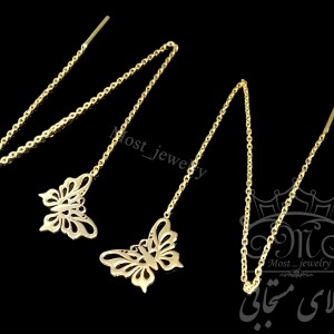 گوشواره طلا 18 عیار زنانه طلای مستجابی مدل پروانه کد 670157