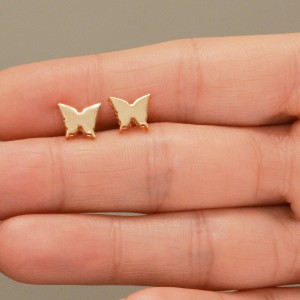 گوشواره طلا 18 عیار زنانه طلای مستجابی مدل پروانه کد 03