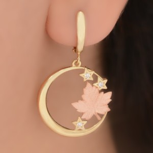 نیم ست طلا 18 عیار زنانه طلای مستجابی مدل برگ کد 03