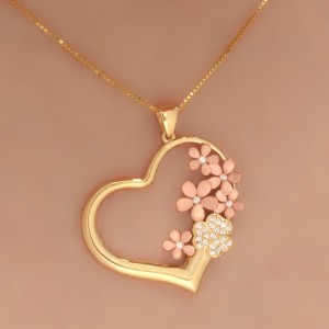 نیم ست طلا 18 عیار زنانه طلای مستجابی مدل قلب گل و پروانه کد 670141