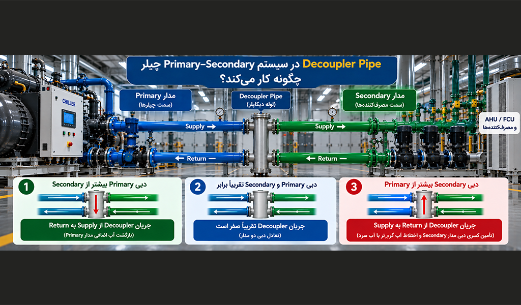 Decoupler Pipe در سیستم Primary–Secondary چیلر چگونه کار می‌کند؟