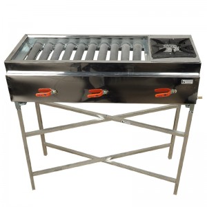 کباب پز گازی 90 سانت + 10 شعله + اجاق دار + پایه دار(چدن)