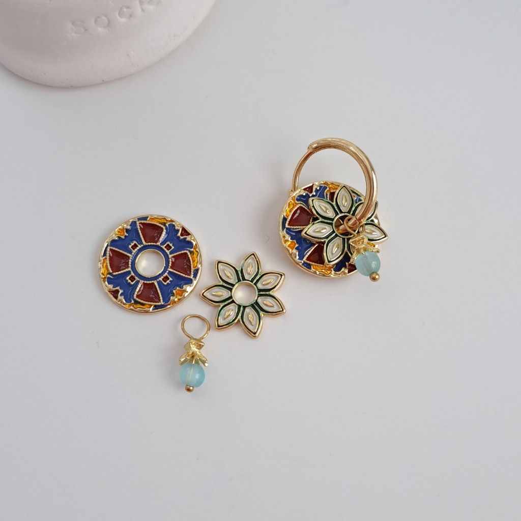 گوشواره واشری زرشکی آویز دار
