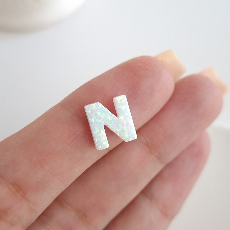 آویز گردنبند سنگ اوپال Lab Grown حرف N