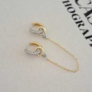 گوشواره حلقه ای فول نگین زنجیردار