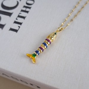 گردنبند زنجیر استیل ماهی چندرنگ