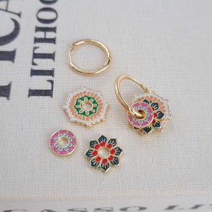 گوشواره واشری  نارنجی - صورتی