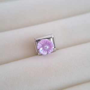 چارم نومینیشن گل برجسته بنفش  پایه نقره ای