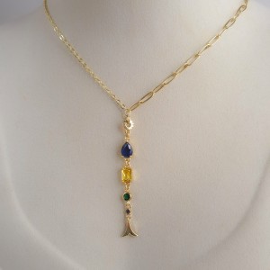 گردنبند ماهی نگین رنگی