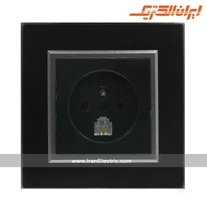 پریز تلفن دوکاره برلیان کریستال مشکی ایران الکتریک