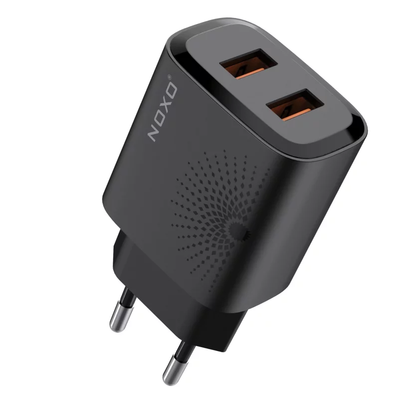 شارژر دیواری 12 وات نوکسو مدل CHN-4 با 2 پورت USB، جریان خروجی 2.4 آمپر (EU Pin)
