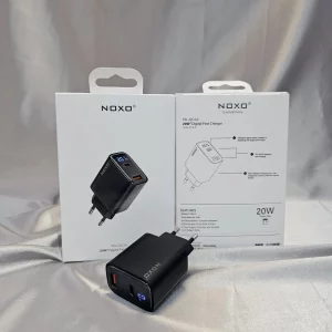 قیمت و خرید شارژر دیواری ۲۰ وات نوکسو مدل CHN-6 با ۲ پورت USB-A + USB-C، پشتیبانی PD و QC3.0 و نمایشگر دیجیتال (EU Pin)