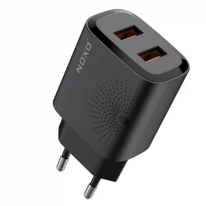شارژر دیواری 12 وات نوکسو مدل CHN-4 با 2 پورت USB، جریان خروجی 2.4 آمپر (EU Pin)