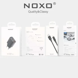 قیمت و خرید شارژر دیواری 20 وات دو پورت نوکسو مدل CHN-6 به همراه کابل تبدیل USB-A به Lightning نوکسو مدل CN-1 طول 1متر شارژ سریع 2.4 آمپر- جعبه