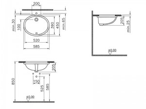 کاسه روشویی توکار  Vitra ویترا مدل S20- کد 6069B003-0012