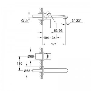 شیر روشویی توکار گروهه Grohe مدل Eurostyle  COSMOPOLITAN کد 19571002