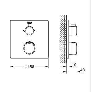 شیر دوش حمام توکار دوحالته ترموستاتیک گروهه GROHE مدل Grohtherm Concealed کد 24079000